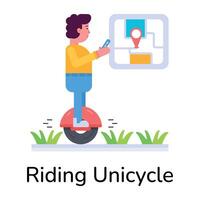 Trendy Riding Unicycle vector