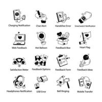 Set of Social Feedback and Notification Linear Icons vector