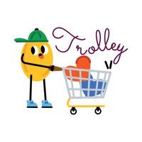 Trendy Shopping Trolley vector