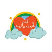 Trendy Just Married vector