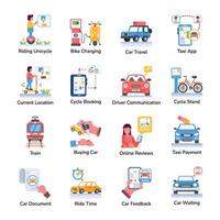 Set of Transportation Flat Style Icons vector