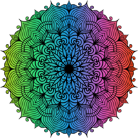 Colorful Mandala Illustration on doodle style. hand drawn doodle mandala with hearts. Bright colors mandala design for print, poster, cover, brochure, flyer, banner, book cover. png