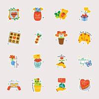 Trendy Flat Stickers Depicting Mothers Day Gifts vector