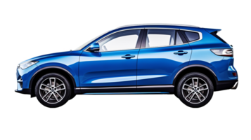 AI generated blue SUV  luxury car side view png