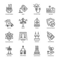 Set of 16 Linear Ecological Icons vector