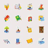 Bundle of Library Flat Stickers vector