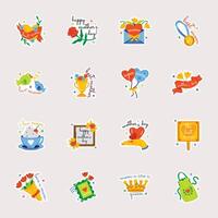 Set of Flat Style Happy Mothers Days Stickers vector