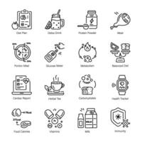 Set of Healthy Food Line Style Icons vector