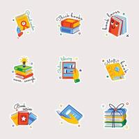 Pack of Reading Material Flat Stickers vector