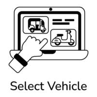 Trendy Select Vehicle vector