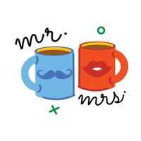 Trendy Couple Mugs vector