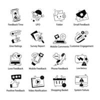 Collection of Feedback and Alerts Linear Icons vector