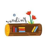 Trendy Wooden Bookshelf vector