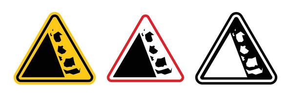 Falling rocks or debris warning road sign vector