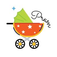 Trendy Baby Pram vector