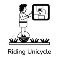 Trendy Riding Unicycle vector