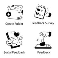 Bundle of Linear Style Feedback Icons vector