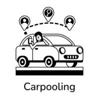 Trendy Carpooling Concepts vector