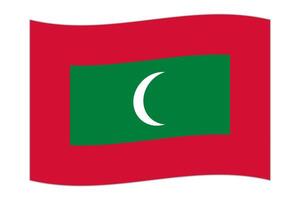 Waving flag of the country Maldives. Vector illustration.