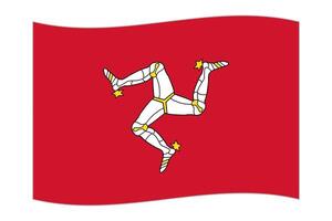 Waving flag of the country Isle of Man. Vector illustration.