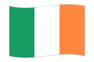 Waving flag of the country Ireland. Vector illustration.