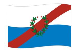 Waving flag of La Rioja, administrative division of Argentina. Vector illustration.