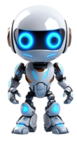 ai generado futurista azul robot con brillante ojos, en un transparente antecedentes png