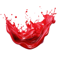 ai generato rosso liquido dipingere spruzzo su trasparente sfondo png