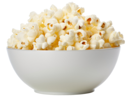 AI generated A bowl full of popcorn, isolated, transparent background png