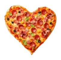 AI generated Heart-Shaped Italian Pizza Isolated on White Transparent Background png