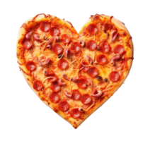 AI generated Heart-Shaped Italian Pizza Isolated on White Transparent Background png