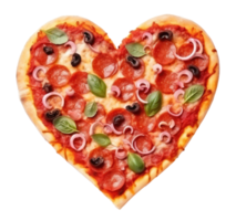 ai généré en forme de coeur italien Pizza isolé sur blanc transparent Contexte png