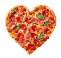 AI generated Heart-Shaped Italian Pizza Isolated on White Transparent Background png