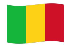 Waving flag of the country Mali. Vector illustration.