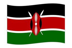 Waving flag of the country Kenya. Vector illustration.