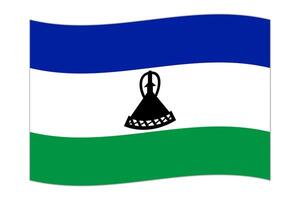 Waving flag of the country Lesotho. Vector illustration.