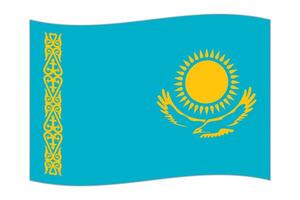 Waving flag of the country Kazakhstan. Vector illustration.