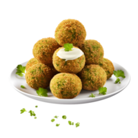 ai generado cuenco de falafel pelotas con perejil en transparente antecedentes png archivo