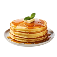 AI generated Stack of pancakes with maple syrup on transparent background png