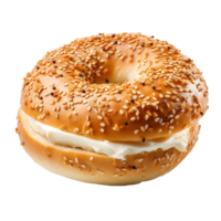 AI generated Bagel with sesame seeds isolated on a PNG background.