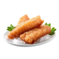 AI generated Fried fish fillet with salt and parsley on transparent background png file