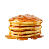 ai generiert Stapel von Pfannkuchen mit Ahorn Sirup auf transparent Hintergrund png