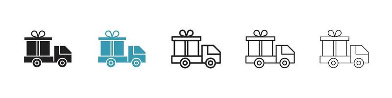 Truck carrying gift box icon vector