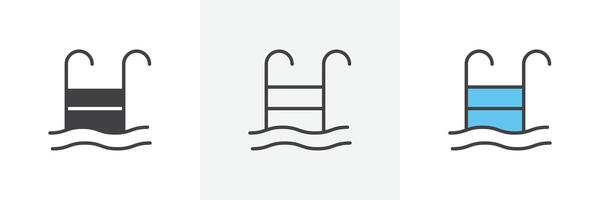 Ladder in swimming pool icon vector