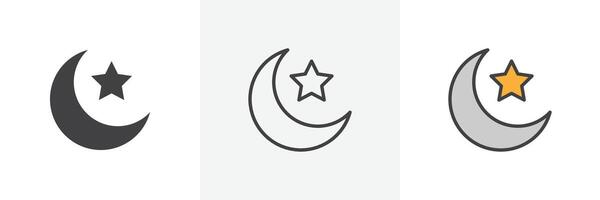 islam estrella y creciente icono vector