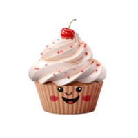 ai generato Cupcake con viso su trasparente sfondo png file