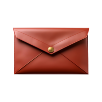 AI generated Red leather clutch on png background
