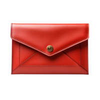 AI generated Red leather clutch on png background