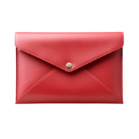 AI generated Red leather clutch on png background