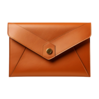 AI generated Red leather clutch on png background